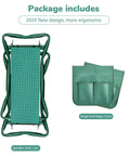 Top view of Garden Kneeler And Seat With Soft EVA Foam Pad And Heavy Duty Steel Frame Holds Up To 330 Lbs, with tool pouches included.