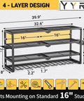 4 Layer Power Tool Organizer Wall Mount With Charging Station 32 Inch Cordless Drill Rack Battery Tools Holder Shelf