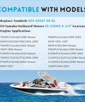 Compatible Yamaha models list with a speedboat on water, includes engines from 60HP to 130HP, matching 13 1/2 X 15 Outboard Propeller.