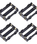Slick 26650 Battery Case Holder Set With Easy Pin Connectors For 3.7V Lithium Cells, 4 black holders with pin connectors.