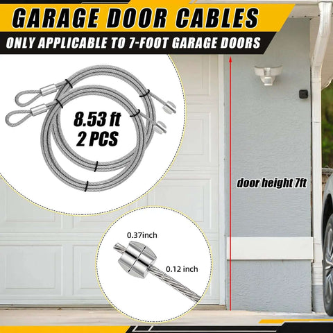 ElaraBerry Garage Door Repair Kit With 17 Inch Torsion Spring Winding Rods, 8 Ft Heavy Duty Cables, And Ten Smooth Nylon Rollers Featuring 6200 Zz Bearings For Quick Home Fixes. garage cables 8.53 ft for 7-foot door