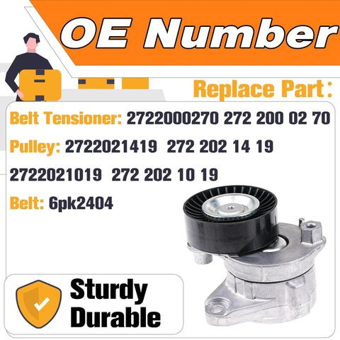 Top Tier Engine Drive Belt Tensioner And Idler Pulley Kit That Fits C230 C280 C300 C350 CLK350 E350 G450 Ml350 Ml550 S550 Slk350 And Lk350 For 2005 To 2011 Models Perfect Fit Replace Oem Parts No Worries with Mercedes belt tensioner and 6PK2404 pulley