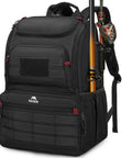 Fishing Backpack With Built In Cooler Water Resistant Tackle Bag With Rod Holders Big Fish Organizer And Gear Storage Black