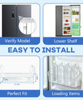 Two Pack Refrigerator Door Bin Shelves For Side By Side Models Fits Frigidaire Electrolux, clear design, easy install guide