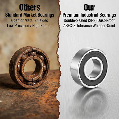5/8 Inch Bore Flanged Deep Groove Ball Bearing Sealed Steel For Lawn Mowers, Wheelbarrows, Carts And Garden Hand Trucks Replacement Part, ID 5/8 Inch, OD 1-3/8 Inch, Heavy Duty, Durable, Rust Resistant, Easy Fit, rusted bearing next to sealed bearing comparison