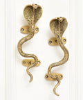 Cobra Snake Themed Brass Cabinet Pulls With Antique Gold Finish For Cabinets And Drawers Decorative Door Handles For Vintage Style Interiors Including Kitchens And Dressers 1 Pair For Classic Homes.