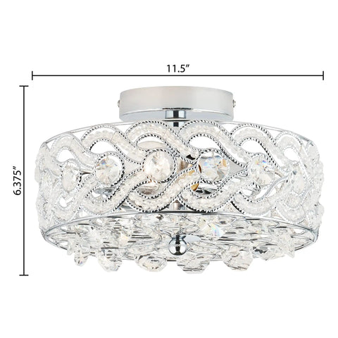 Dope Glam Ceiling Light Fixture Featuring Braided Nickel And Crystal Accents Semi Flush Mount dimensions 11.5 by 11.5 by 6 inches