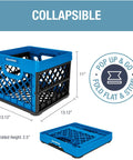 Neptune Blue Collapsible Milk Crate 3 Pack 25L Each 6 Gallon Heavy Duty Stackable Storage Bins That Hold 50 Lbs Per Bin