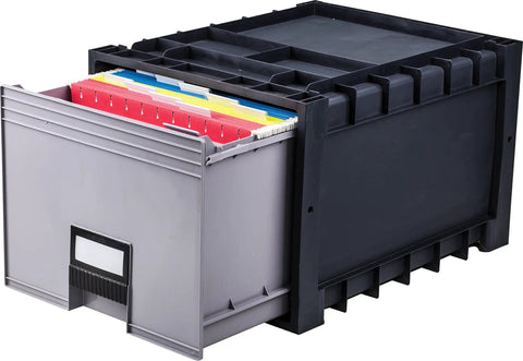 Heavy Duty Archive Drawer With Lock, Letter Size 18 Inch Plastic Storage Unit, Stackable Up To 10 High, Moisture Resistant