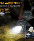 Rechargeable Spotlight And COB Flood Light Combo in water displaying IP67 waterproof capability