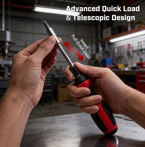 Top Notch 21 Piece Ratcheting Screwdriver Set Made From Tough CR-V Steel With Magnetic Multi Bit Kit Including All Star Phillips Torx And Hex Flathead Bits Plus An Extendable Shaft And 3 Way Handle For Heavy Duty Home DIY Or Pro Repairs That Actually Work. telescoping bit insert