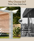 Comparison of thicker tubes in 3 Seat Outdoor Porch Swing With Stand And Canopy 2 In 1 Convertible Swing Bed For Adults