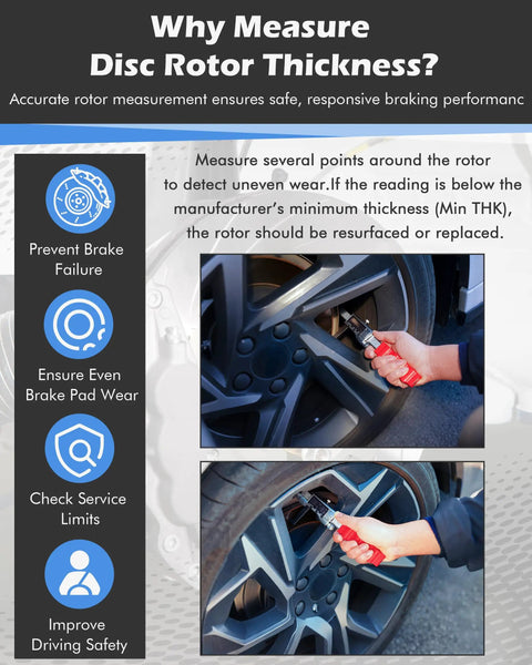 Digital Brake Rotor Gauge And Caliper For Disc Brake Thickness No Wheel Removal tool measuring car disc rotor thickness