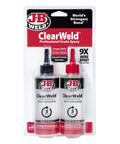 ClearWeld Pro Size Two Part Epoxy That Sets In Minutes Crystal Clear Bond For Metal Tile Glass Ceramic And Plastics, in packaging.