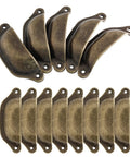 Antique Bronze Cup Drawer Pulls 3 Inch Hole To Hole Cabinet Handles With Two Mounting Holes 20 Pack Durable Iron Hardware for cabinets.