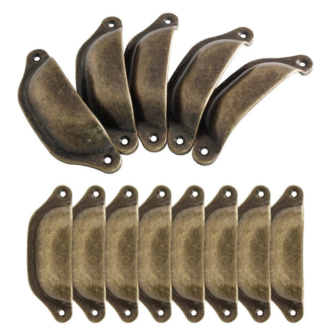 Antique Bronze Cup Drawer Pulls 3 Inch Hole To Hole Cabinet Handles With Two Mounting Holes 20 Pack Durable Iron Hardware for cabinets.