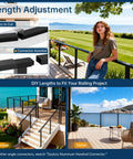 Premium 3MM Thick 8 Foot Black Aluminum Rectangular Handrail For Decks And Stairs Includes Two Cable Railing Brackets For Quick Screw Mounting indoors with corner and staircase options.
