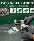 Hand installing 3 Pack Fuel Pump Strainer Filter into assembly, showing easy installation steps and tools required.