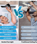 Comparison of Socket Breeze Ceiling Fan With Light And Remote vs traditional fan installation