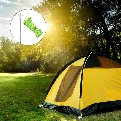 Glow In The Dark Spiral Tent Pegs 10 Pack Steel Stakes With Hammer 5m Rope And Carry Bag windproof anchors by a yellow tent