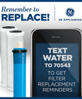 Under Sink Water Filter Replacement For Reverse Osmosis, NSF Certified, 2 Filter Set, phone showing text reminder for filter replacement.