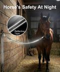 Heavy Duty Reflective Cross Ties For Horses With Panic Snap And AntiTangle Grooming Straps in barn at night for safety