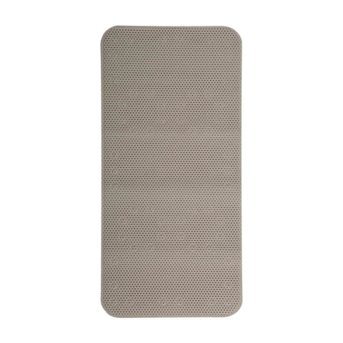 Softex Bath Mat For Tubs 17 By 36 Inches Taupe Machine Washable Skid Resistant With Suction Cups And Drain Holes, top view