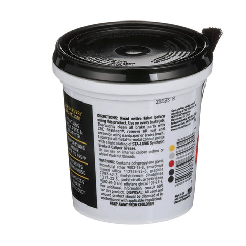 Back view of Brake Caliper Synthetic Grease For Automotive Disc Brakes High Temp Lubricant For Sliding Pins 12 Ounce Tube