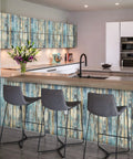 Kitchen with Blue Distressed Wood Grain Self Adhesive Contact Paper Peel And Stick Waterproof Wood Wallpaper For Cabinets And Walls