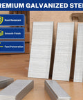 Top Shelf 18 Gauge Brad Nails 1200 Count Zinc Plated Steel Pins 2 Inch 1 1/4 Inch 3/4 Inch displayed on wood, showing smooth finish.