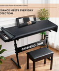 Lux Faux Leather Piano Keyboard Dust Cover With Waterproof Top And Soft Felt Lining, Extra Wide 67 Inch By 16 Inch displayed on piano