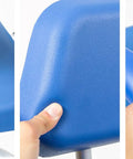 Close-up of padded seat, backrest, and armrest of Swivel Pivot Shower Chair With 360 Degree Rotating Seat Padded Seat Back And Armrests Non Slip Base Adjustable Height For Safe Tub And Shower Entry Easy To Clean Blue