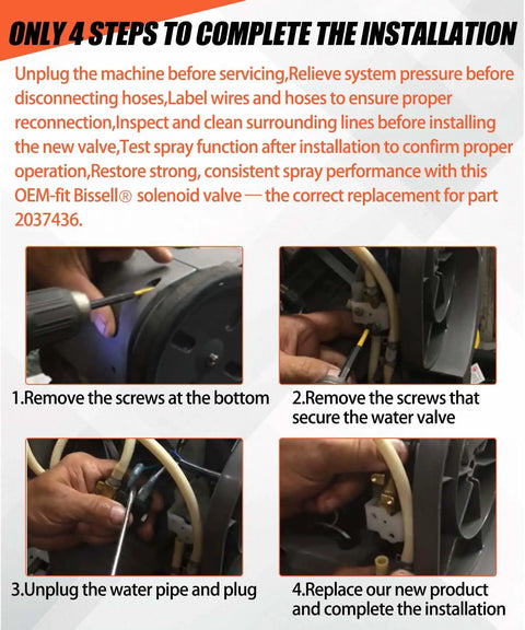 Steps for installing Solenoid Valve Replacement For Big Green Cleaning Machine Carpet Extractor Fits 2037436 OEM Style.