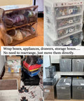 Two Pack Clear Stretch Film 12 X 1000 Feet 80 Gauge Heavy Duty Self Adhering Plastic Wrap With Handles around stacked boxes and drawers.