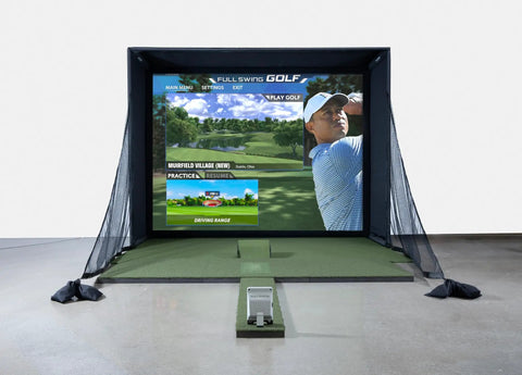 All In One Indoor Golf Simulator Studio Bundle For Realistic Home Play With 10 Foot Enclosure Impact Screen Launch Monitor