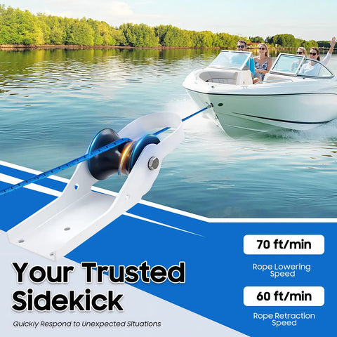 Get Your 25 LBS Electric Anchor Winch With Wireless Remote For Boats In Saltwater! Durable Iron And Plastic Marine Windlass Kit with 70 ft/min rope speed.