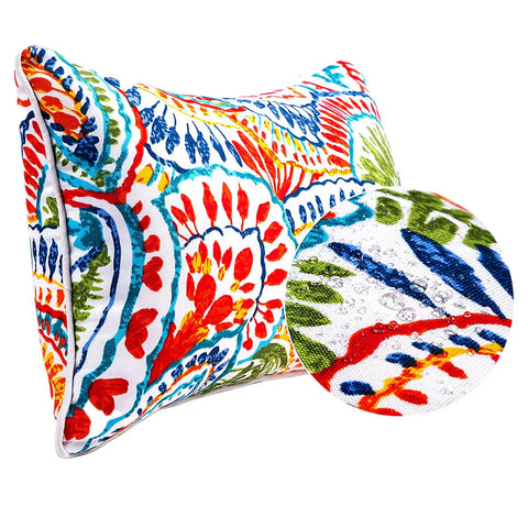 Close-up of All-Weather Water-Resistant Outdoor Pillow, 12x20 Inch, Colorful Paisley Pattern, with water-resistant fabric detail.
