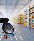 Heavy Duty Strapping Cart Dispenser For 16x16 And 8x8 Coils Movable Banding Machine With Brake System And Spacious Tray Keeps PET PP And Fiber Straps Neat And Ready To Roll Super Handy Easy Transport Cart, blue steel cart in warehouse