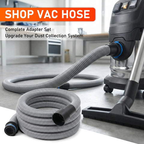 16 Ft Beefed Up Pro Grade Heavy Duty TPE Shop Vac Hose Extension Kit With 1-1/4 Inch Diameter And 6 Adapters for dust collection