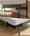 Heavy Duty Headboard Brackets For Adjustable Bed Base Universal Steel Mounting Hardware Kit installed under mattress, sturdy black finish.
