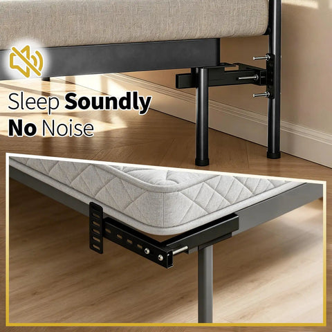 Heavy Duty Headboard Brackets For Adjustable Bed Base Universal Steel Mounting Hardware Kit installed under mattress, sturdy black finish.