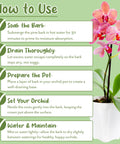 Instructions for using One Hundred Percent Organic Orchid Potting Bark Eight Quarts All Natural Pine Bark Mix Additive steps