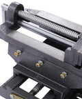 Close-up of Heavy Duty 6 Inch Cross Slide Vise With X Y Table Mount showcasing steel jaws and hardware for precision milling.