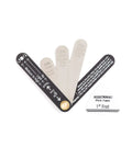 Relief Gauge Tool For Guitars Precision Truss Rod Neck Measurement Kit In Stainless Steel Oil Free Laser Etched Inch And MM Sizes 006 008 010 For Electric Acoustic Classical And Bass Guitars displayed in a fanned position.