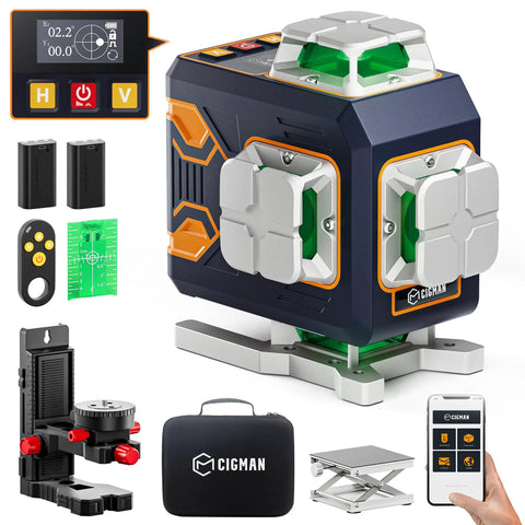 4x360 Green Laser Level With Remote And App Control Self Leveling Cross Line Laser for Construction and Home Reno
