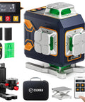 Green Cross Laser Level Self Leveling For Construction And Picture Hanging With 360 Horizontal And 180 Vertical Lines Type-C Charging 18 Hours Battery Outdoor Go-To Pro Grade Line Laser CM508 with accessories