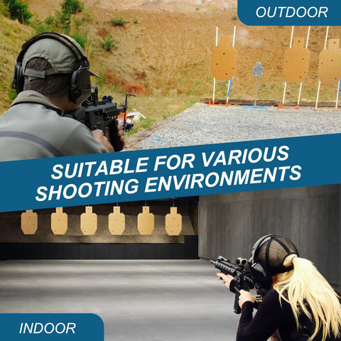 22 Pack 15 By 9 Inch Silhouette Cardboard Targets For Shooting Range Practice And Competitions With Paster displayed outdoors and indoors