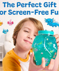 Totally Glowing Axolotl Aquarium Craft Kit For Kids Ages 6 And Up With Five Mini Axolotls, Glow In The Dark Decor, And STEM Fun, Hands On Arts And Science Gift For Girls And Boys, child holding jar