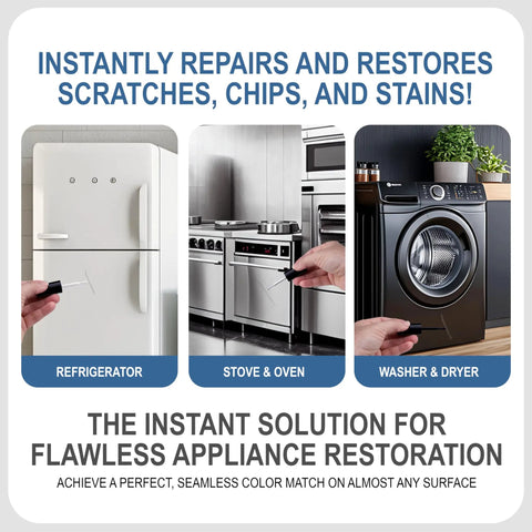 Gloss Appliance Touch Up Paint Kit With Three Color Auto Match White Black Silver on refrigerator, stove, washer