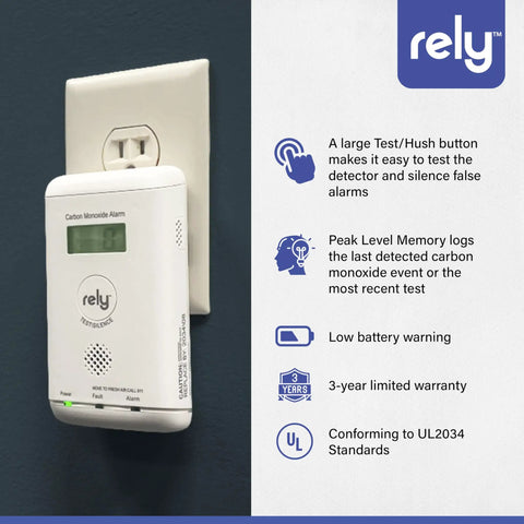 Plug In Carbon Monoxide Detector With Battery Backup And Digital Display For Real Time CO Monitoring Must Have Easy Wall Mount Electrochemical Sensor Dual Power Safety For Home Basements And Living Areas installed view.